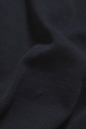 Pure Cotton Knitted Open Collar Polo Shirt in Navy