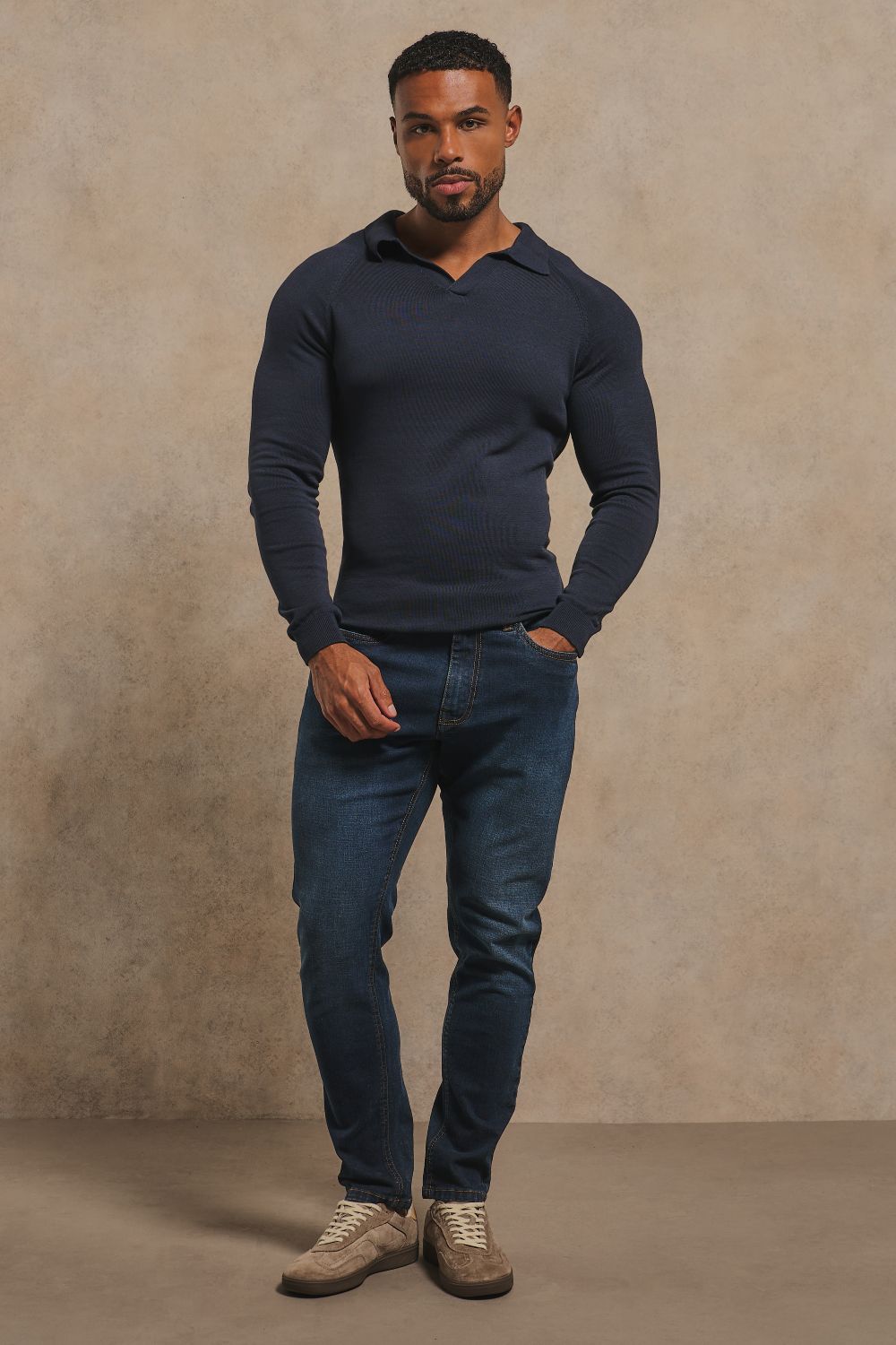 Textured Knitted Half Zip Neck Jumper in Black