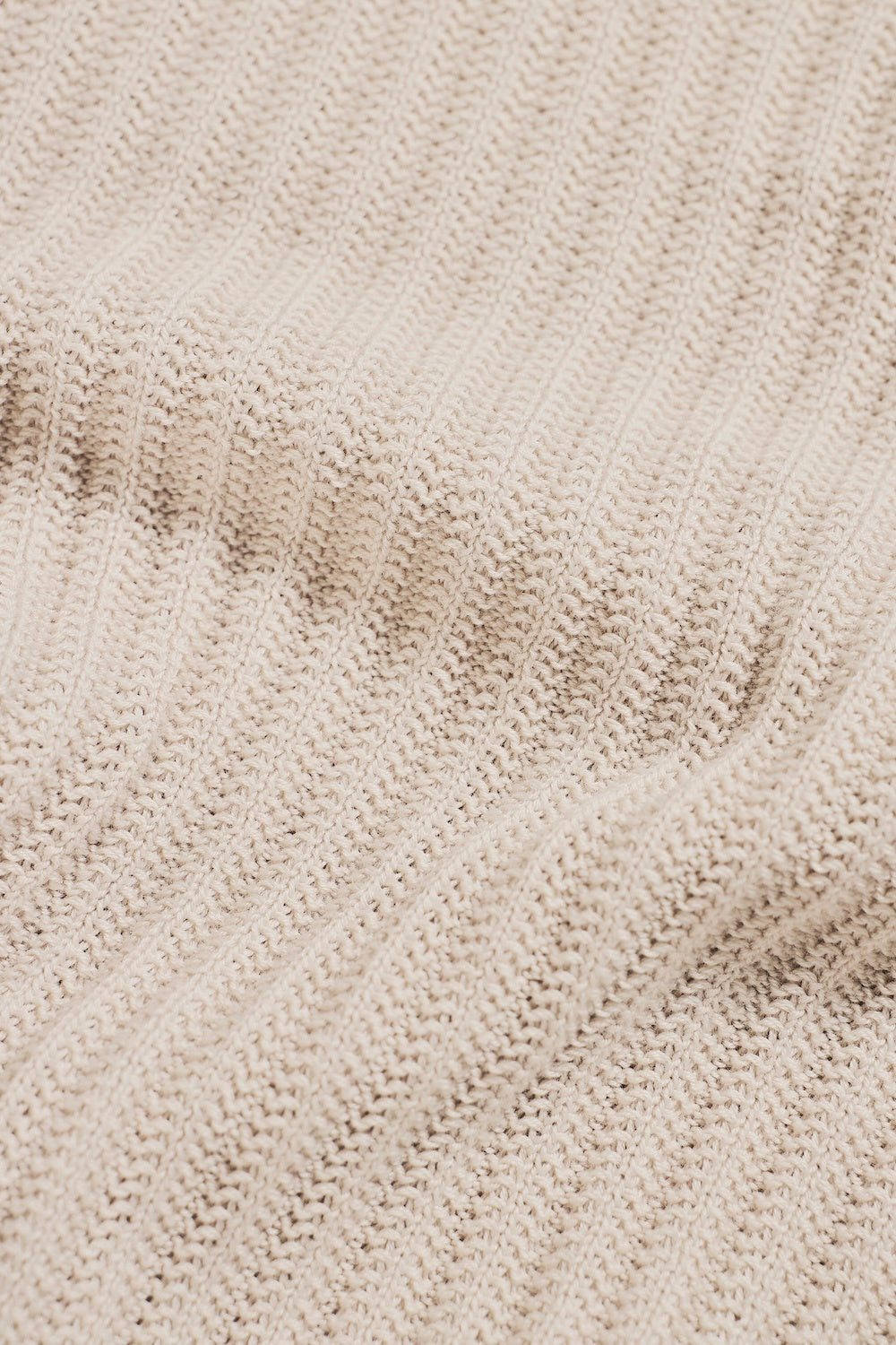 Textured Knitted Half Zip Neck Jumper in Alabaster