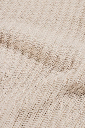 Textured Knitted Half Zip Neck Jumper in Alabaster