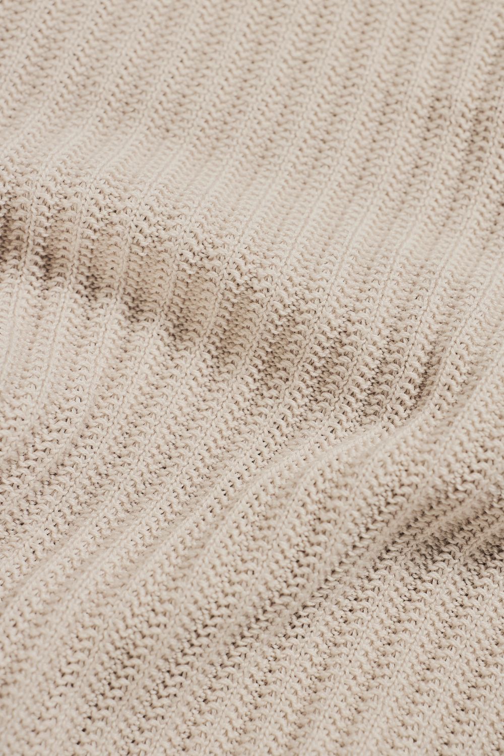 Textured Knitted Half Zip Neck Jumper in Alabaster