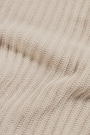 Textured Knitted Half Zip Neck Jumper in Alabaster