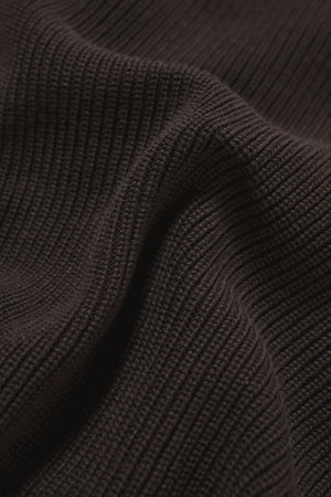 Pure Cotton Knitted Textured Crew Neck Jumper in Chocolate