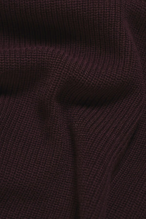Pure Cotton Knitted Textured Crew Neck Jumper in Dark Bordeaux