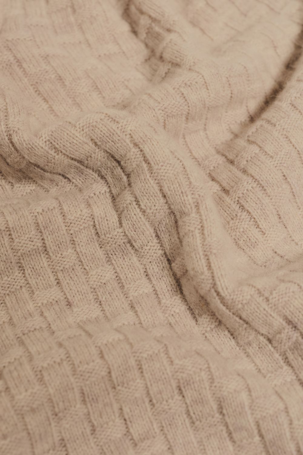 Merino Wool Textured Open Collar Polo Shirt in Neutral