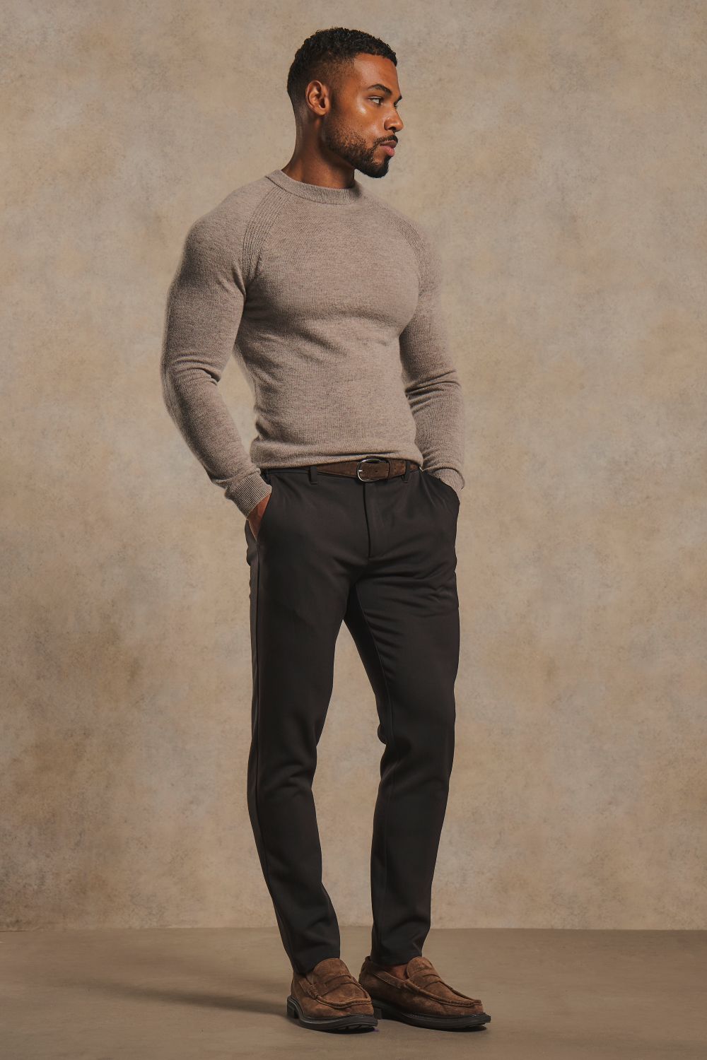 Cashemere Blend Crew Neck Jumper in Mink