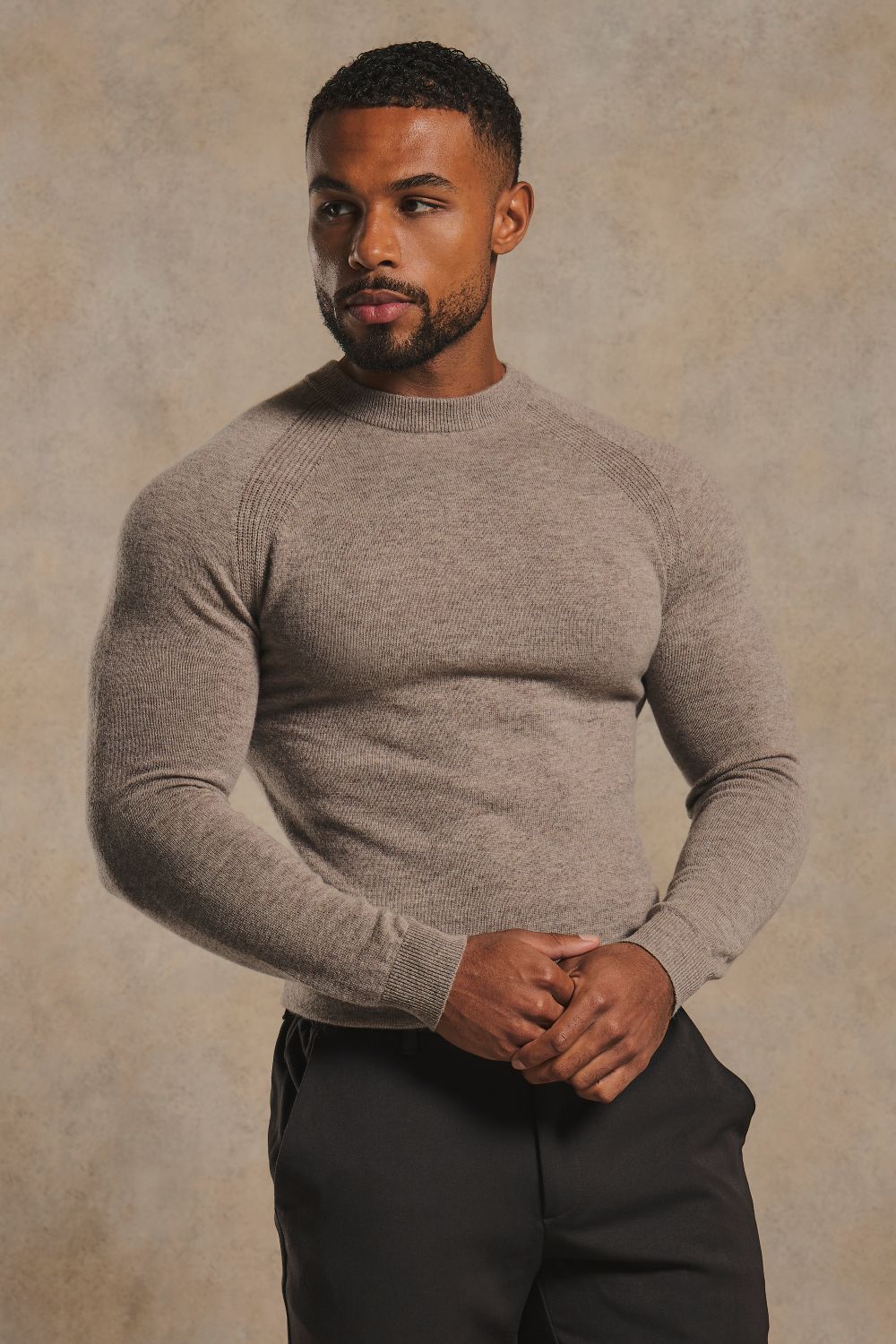 Cashemere Blend Crew Neck Jumper in Mink