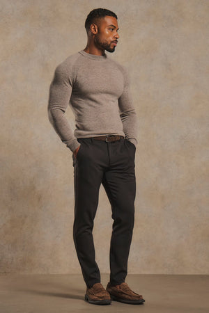 Cashemere Blend Crew Neck Jumper in Mink