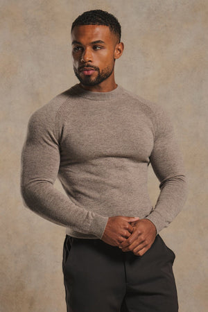 Cashemere Blend Crew Neck Jumper in Mink