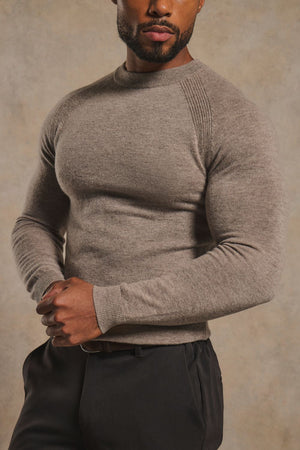 Cashemere Blend Crew Neck Jumper in Mink