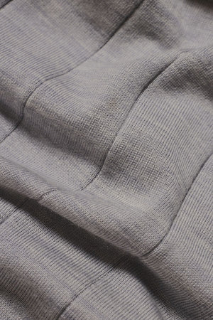 Extra Fine Merino Wool Wide Ribbed Polo Shirt in Silver Grey Marl