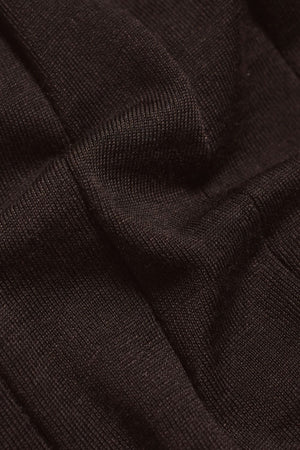 Extra Fine Merino Wool Wide Ribbed Polo Shirt in Bitter Chocolate