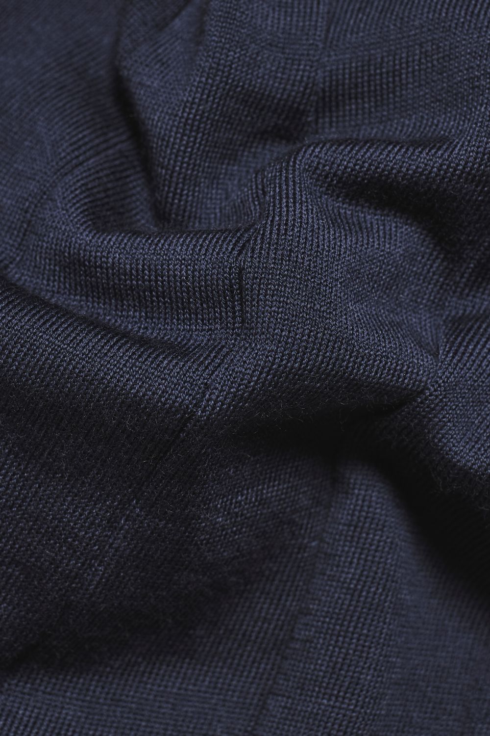 Extra Fine Merino Wool Wide Ribbed Polo Shirt in Midnight Navy