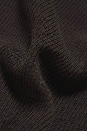 Cotton Textured Knitted Half Zip Polo Shirt in Chocolate