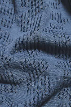 Geo Crochet Knitted Shirt in Slate Blue