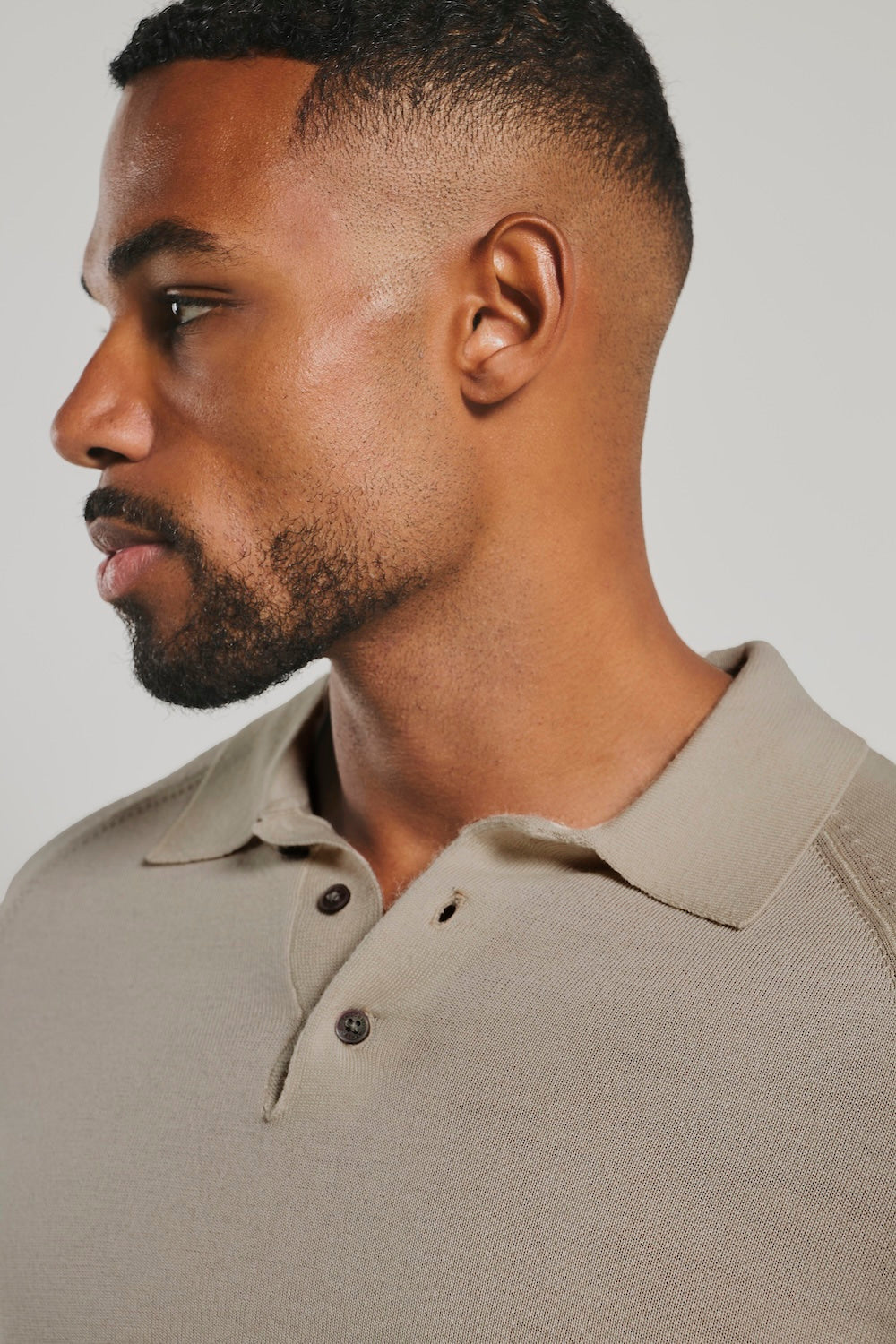 Extra Fine Merino Wool Polo Shirt in Neutral Marl