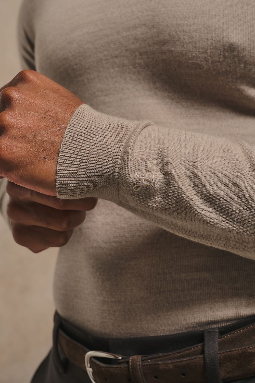 Extra Fine Merino Wool Polo Shirt in Neutral Marl