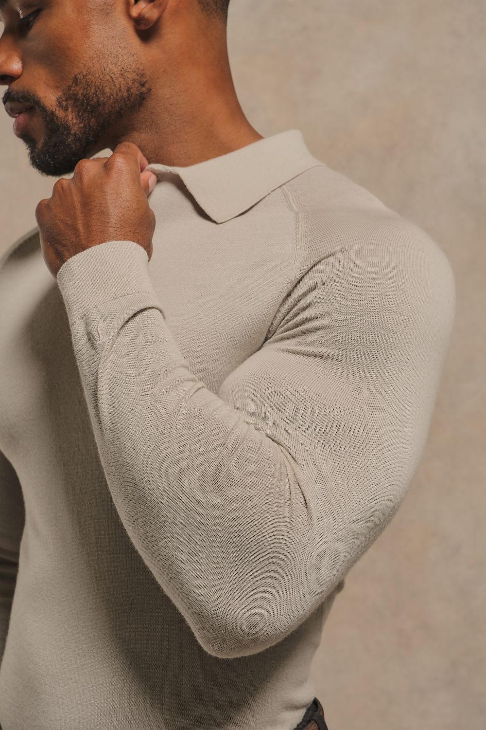 Extra Fine Merino Wool Polo Shirt in Alabaster
