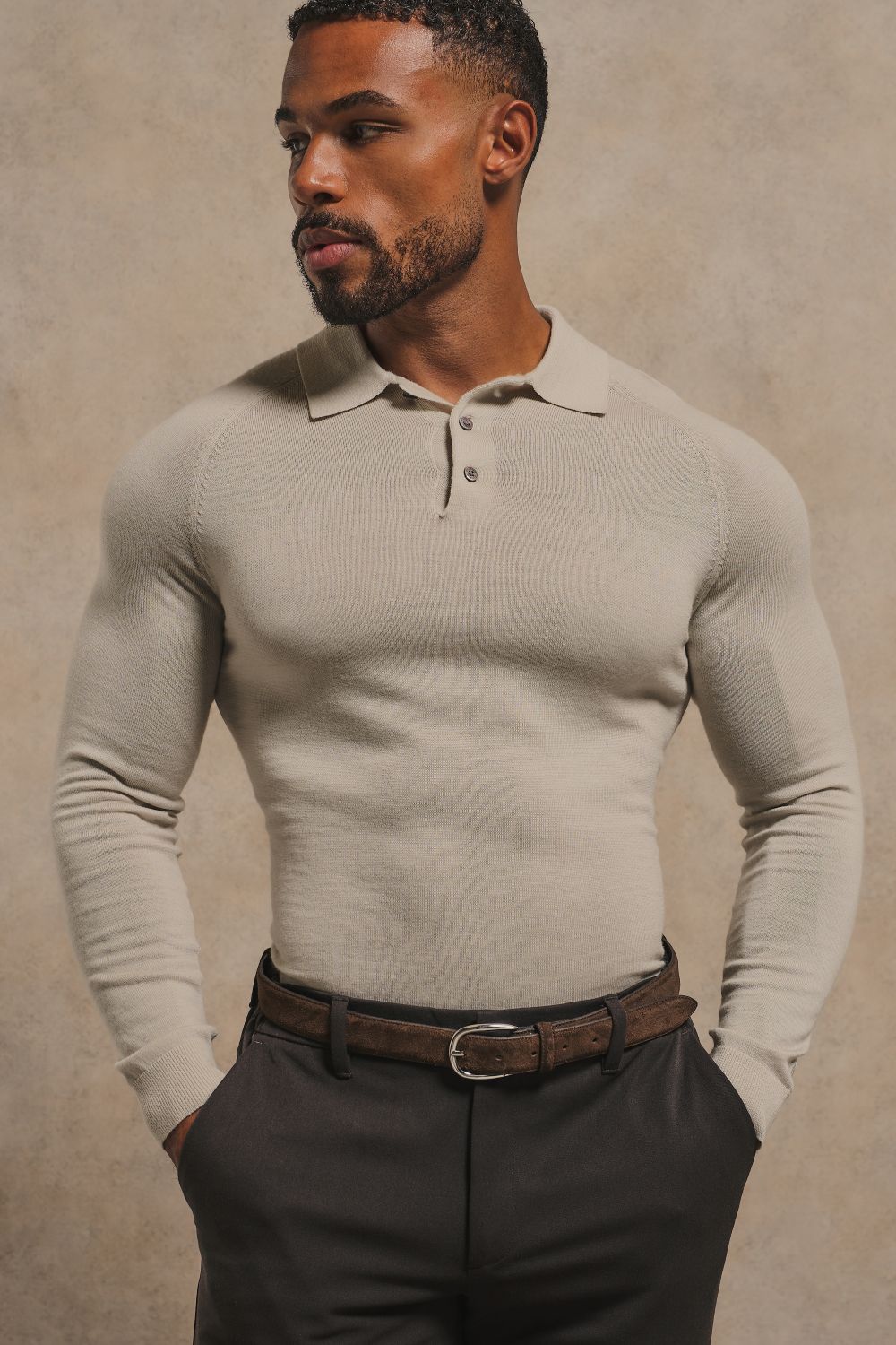 Extra Fine Merino Wool Polo Shirt in Alabaster