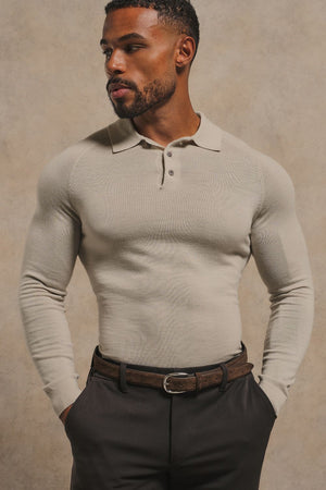 Extra Fine Merino Wool Polo Shirt in Alabaster