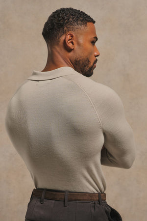 Extra Fine Merino Wool Polo Shirt in Alabaster