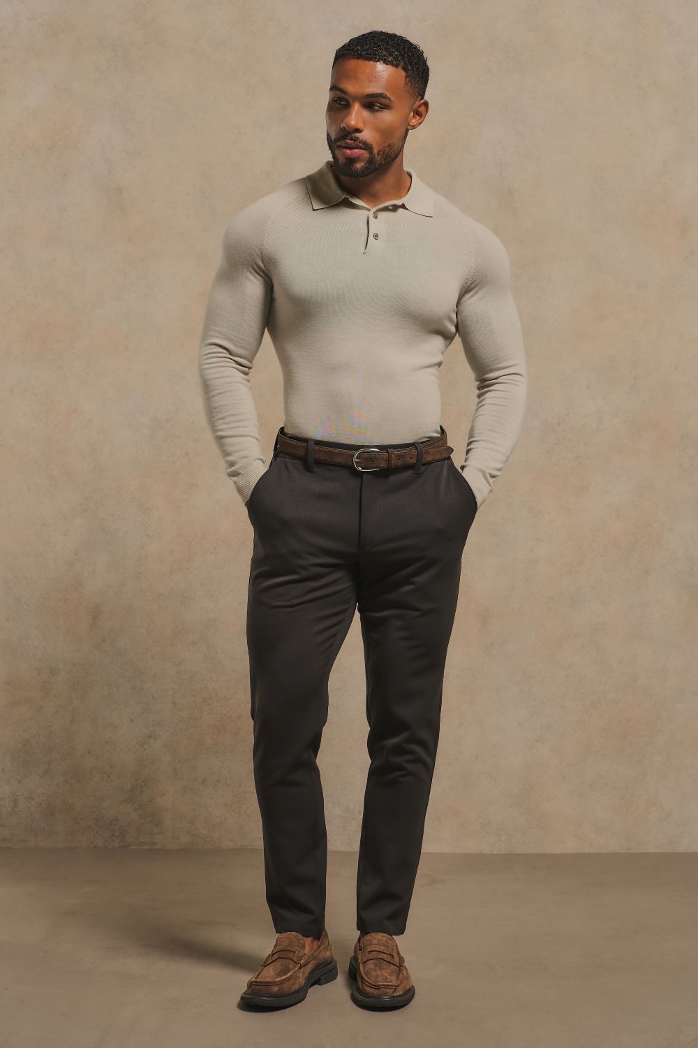 Extra Fine Merino Wool Polo Shirt in Alabaster