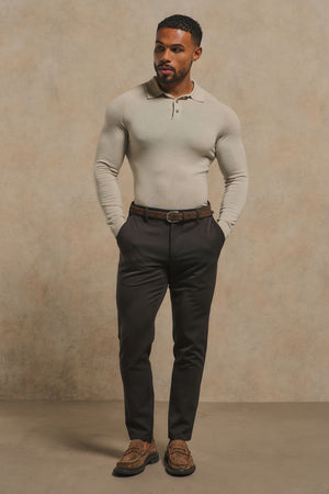 Extra Fine Merino Wool Polo Shirt in Alabaster