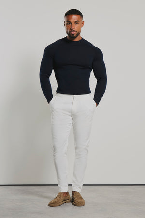Extra Fine Merino Wool Crew Neck Jumper in Navy