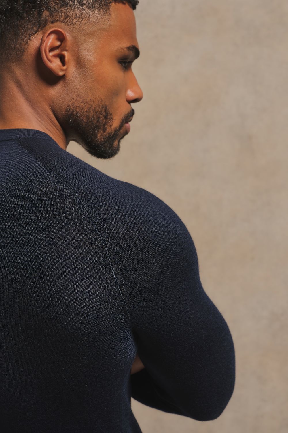 Extra Fine Merino Wool Crew Neck Jumper in Navy