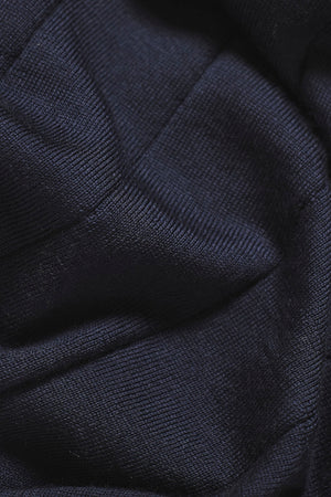 Extra Fine Merino Wool Ribbed Half Zip Neck Jumper in Midnight Navy