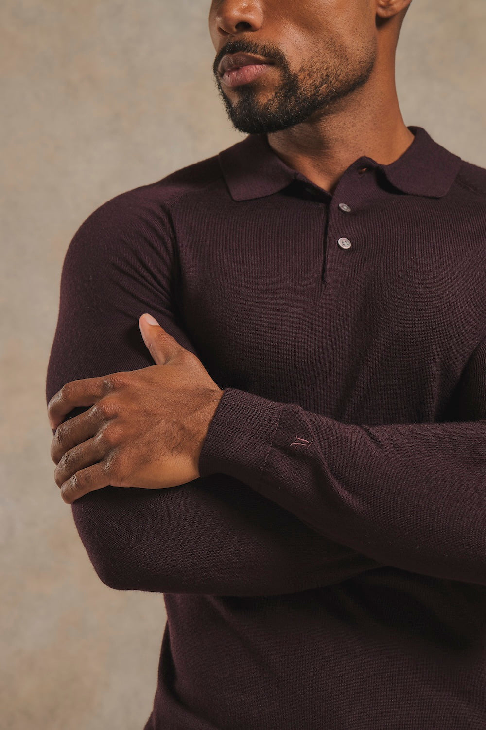 Extra Fine Merino Wool Polo Shirt in Dark Bordeaux