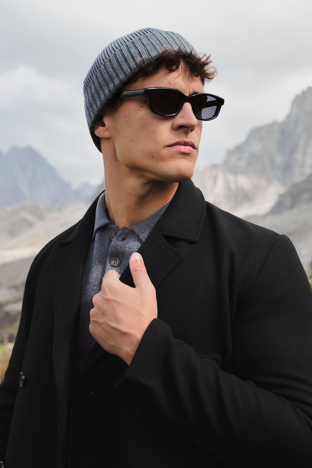 Double Breasted Peacoat in Black