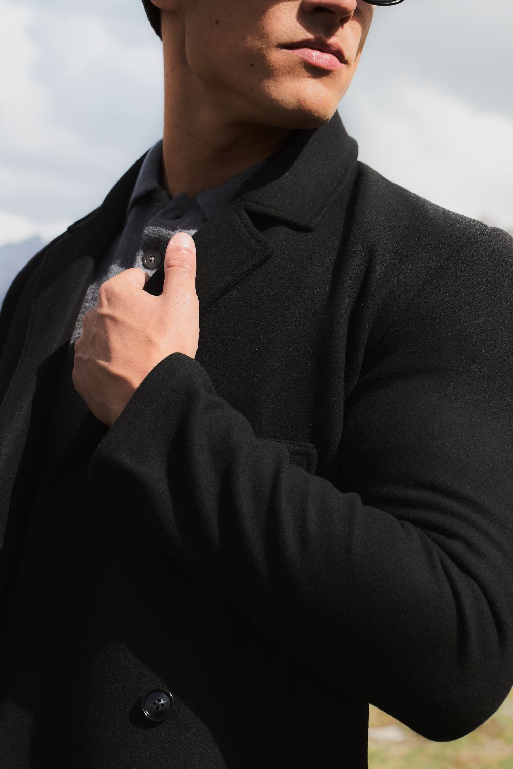 Double Breasted Peacoat in Black