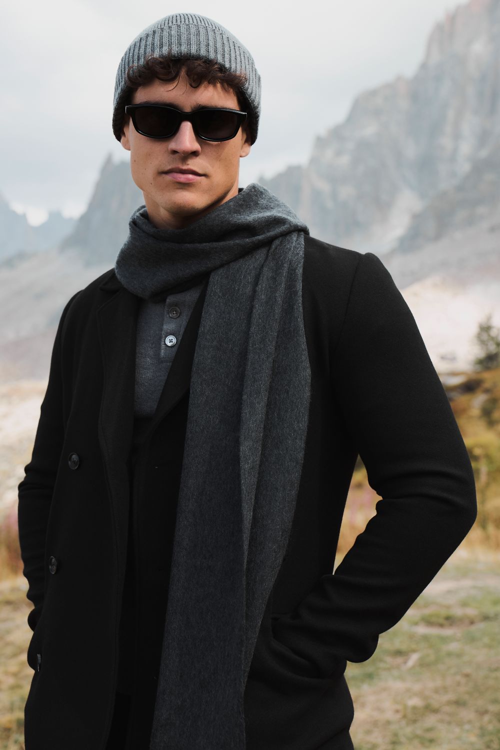 Double Breasted Peacoat in Black