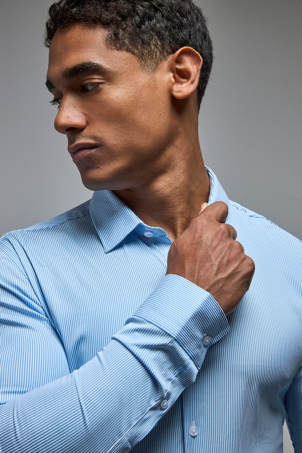 Performance Business Shirt in Blue/White Bengal Stripe