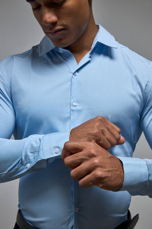 Performance Business Shirt in Blue/White Bengal Stripe