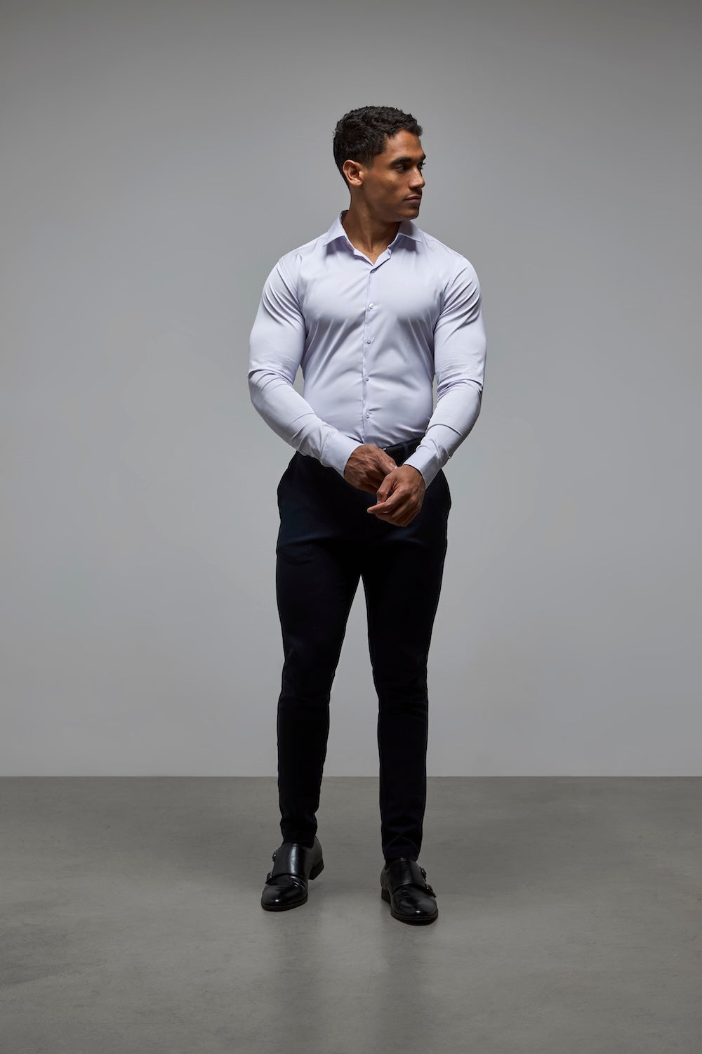 Performance Business Shirt in Lilac/White Bengal Stripe