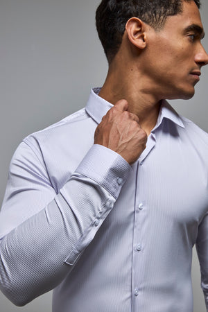 Performance Business Shirt in Lilac/White Bengal Stripe