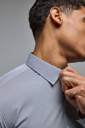 Performance Business Shirt in Navy/White Bengal Stripe