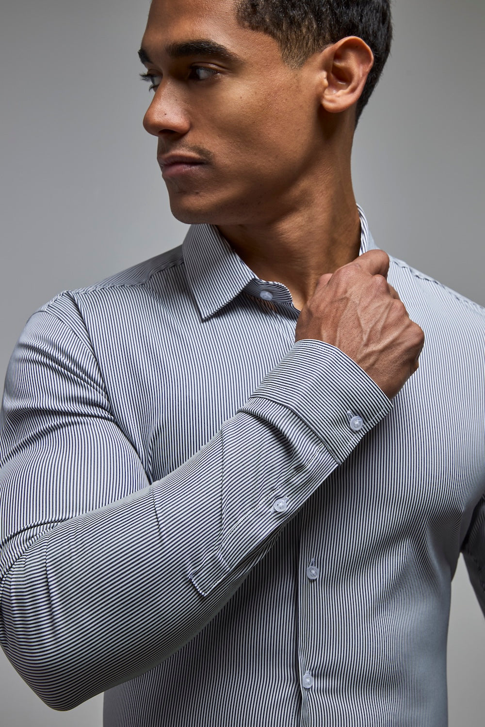 Performance Business Shirt in Navy/White Bengal Stripe