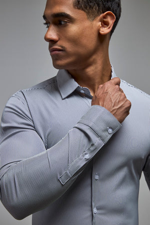 Performance Business Shirt in Navy/White Bengal Stripe