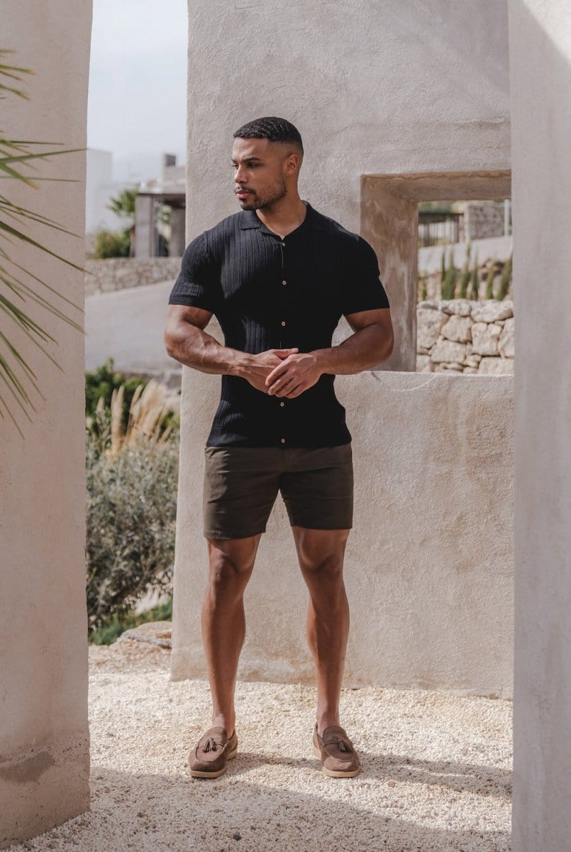 Muscle Fit Chino Shorts in Khaki - TAILORED ATHLETE - ROW