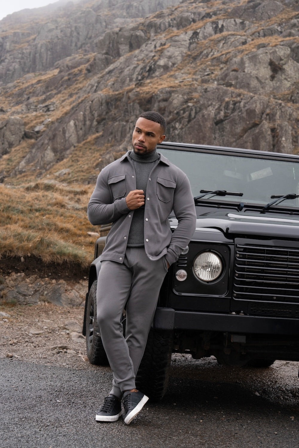 Twill Jersey Shacket in Steel Grey