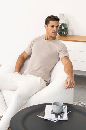 Knit Look T-Shirt in Stone - TAILORED ATHLETE - ROW