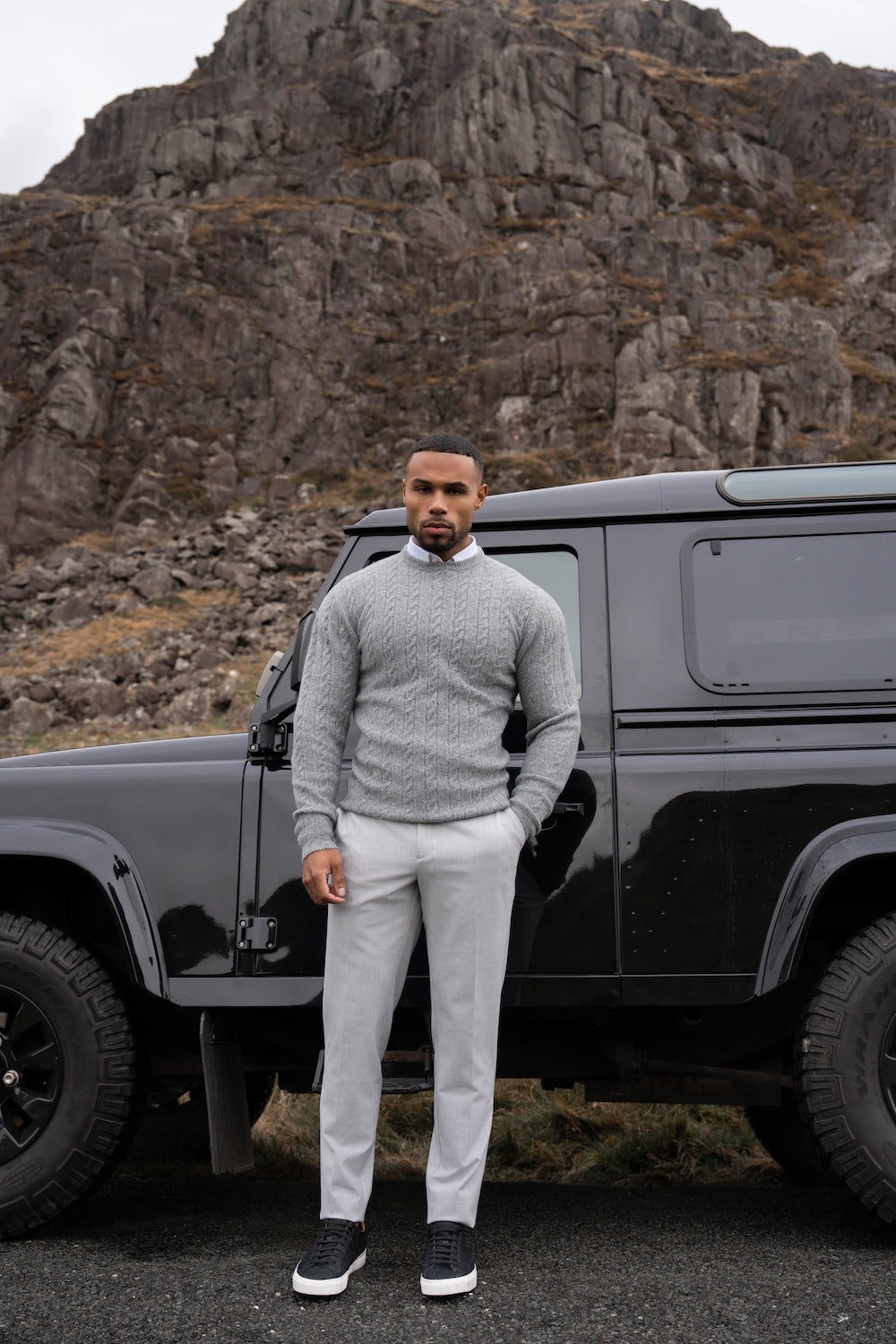 Melange Trousers in Pale Grey