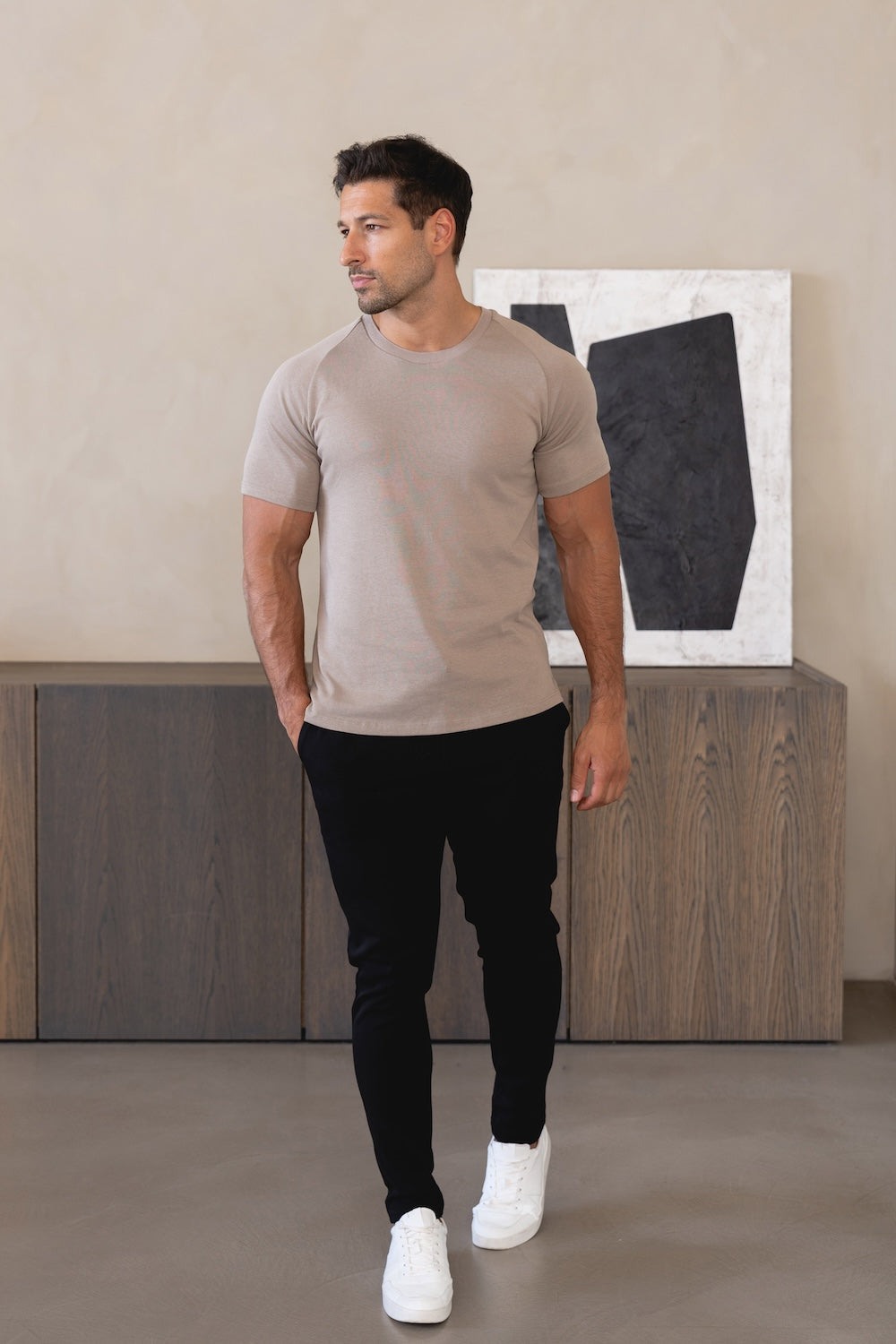Knit Look T-Shirt in Mole