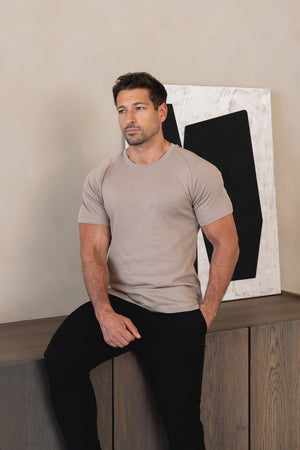 Knit Look T-Shirt in Mole