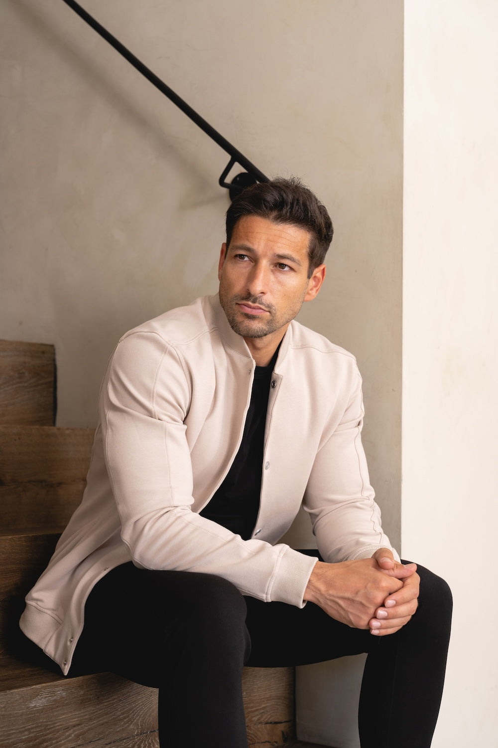 Jersey Bomber Jacket in Stone