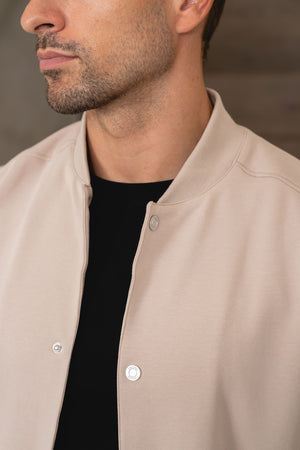 Jersey Bomber Jacket in Stone