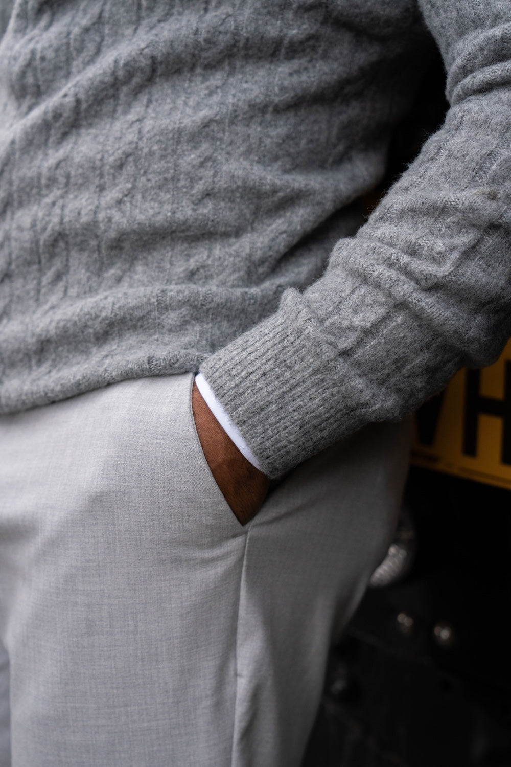 Soft Cable Crew Neck Jumper in Mid Grey